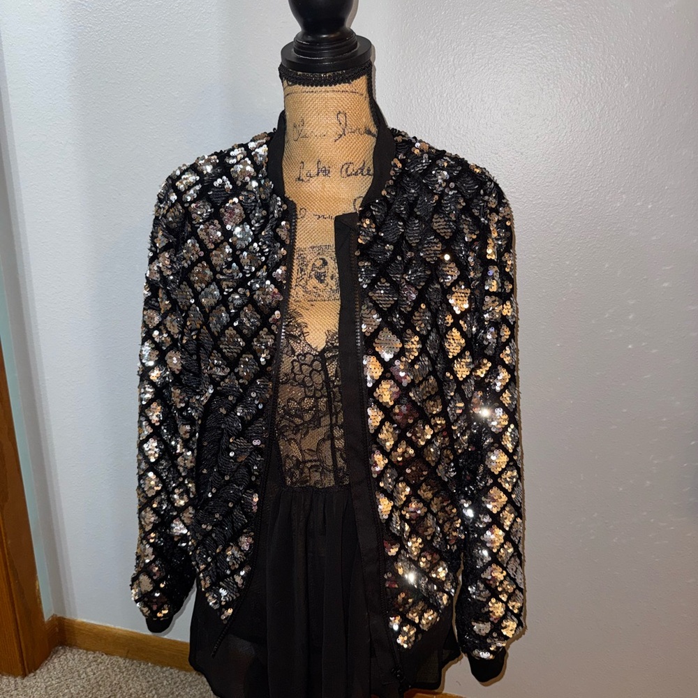 Sequin Embellished Black Jacket